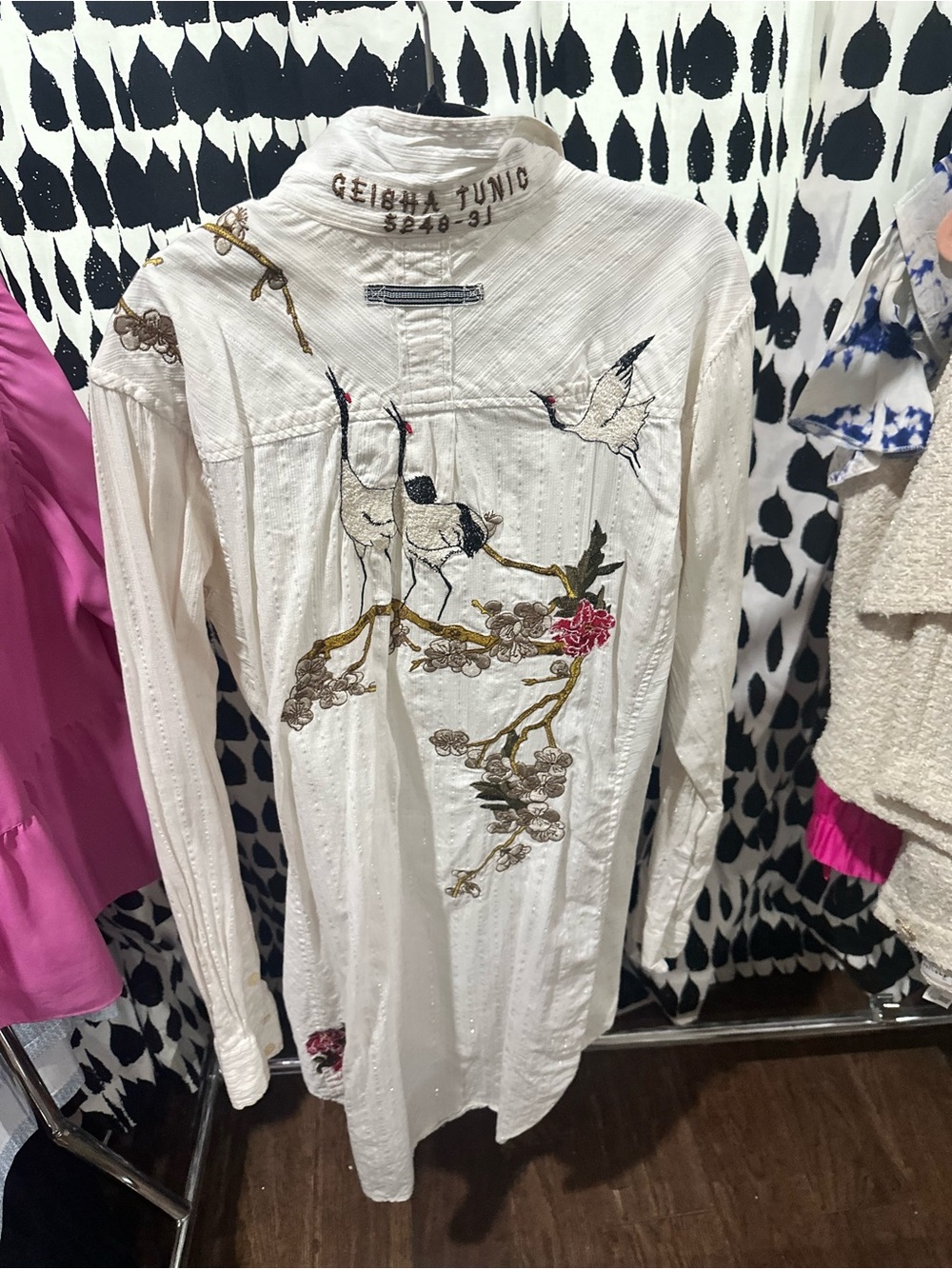 3J Workshop by Johnny Was Embroidered White Geisha Tunic VINTAGE